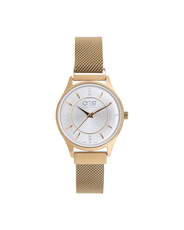 ساعت مچی زنانه کرست طلایی CREST 6203-3