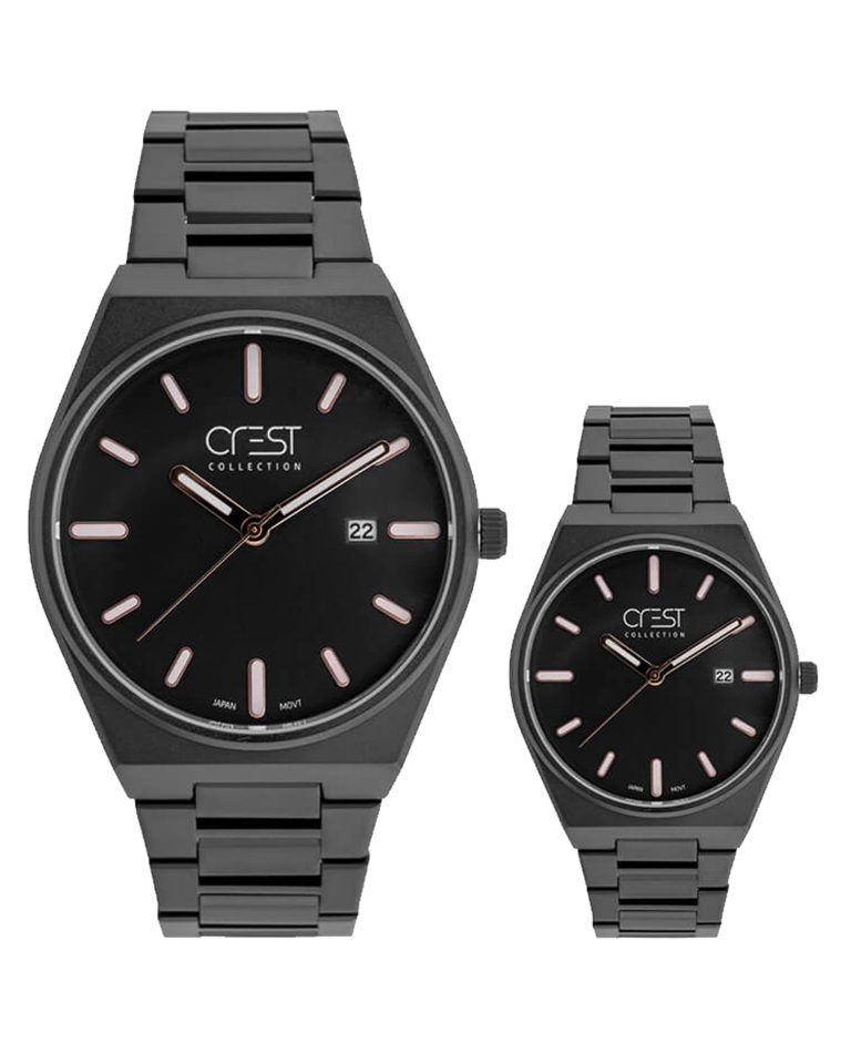 ساعت مچی ست کرست تمام مشکی CREST 6287-4 6288-4