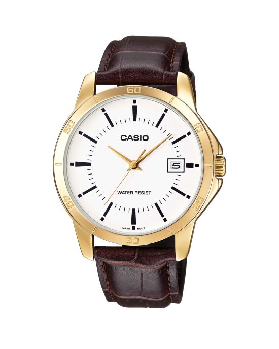 ساعت مچی مردانه کاسیو جنرال بند چرمی CASIO MTP-V004GL-7A