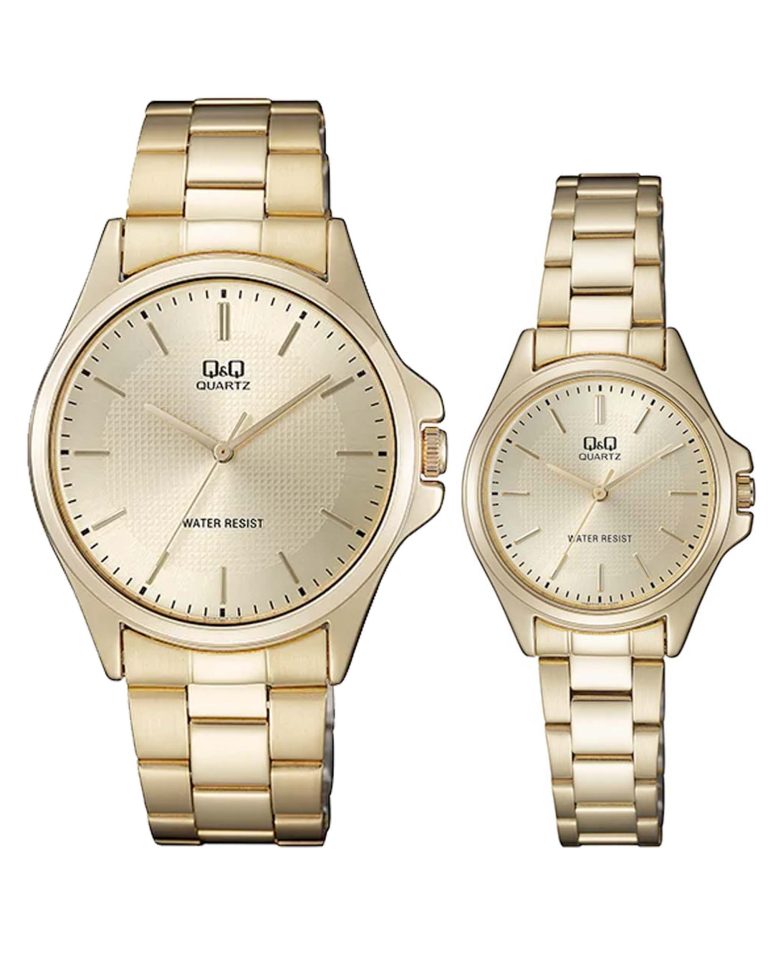 ساعت مچی ست کیو اند کیو تمام طلایی Q&Q QA06J010Y/QA07J010Y