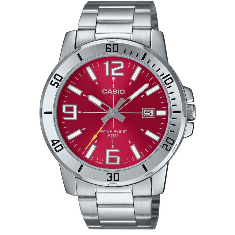 ساعت مچی مردانه کاسیو صفحه قرمز CASIO MTP-VD01D-4BV