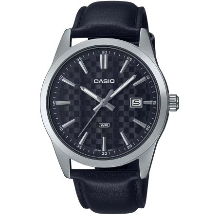 ساعت مچی مردانه کاسیو بند چرم مشکی CASIO MTP-VD03L-1A