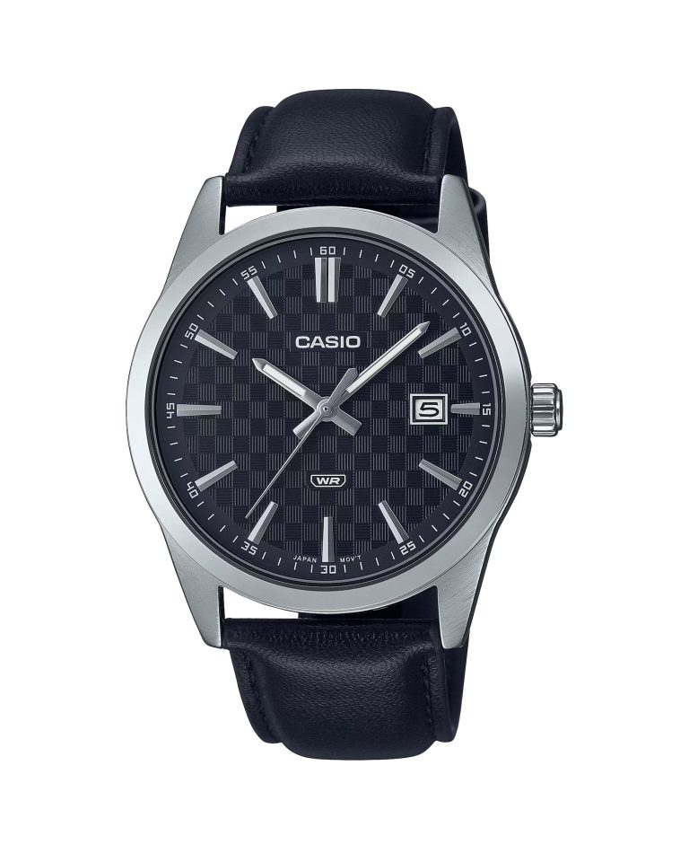 ساعت مچی مردانه کاسیو بند چرم مشکی CASIO MTP-VD03L-1A