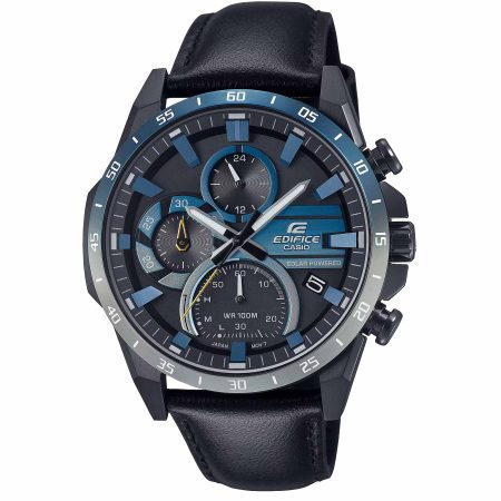 ساعت مچی مردانه کاسیو ادیفیس سولار پاور بند چرمی CASIO EDIFICE EQS-940NL-1AV