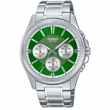 ساعت مچی مردانه کاسیو سه موتوره صفحه سبز CASIO MTP-1375D-3AV