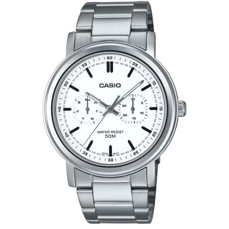 ساعت مچی مردانه کاسیو فول دیت صفحه سفید CASIO MTP-E335D-7EV