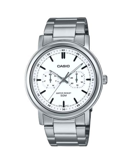 ساعت مچی مردانه کاسیو فول دیت صفحه سفید CASIO MTP-E335D-7EV