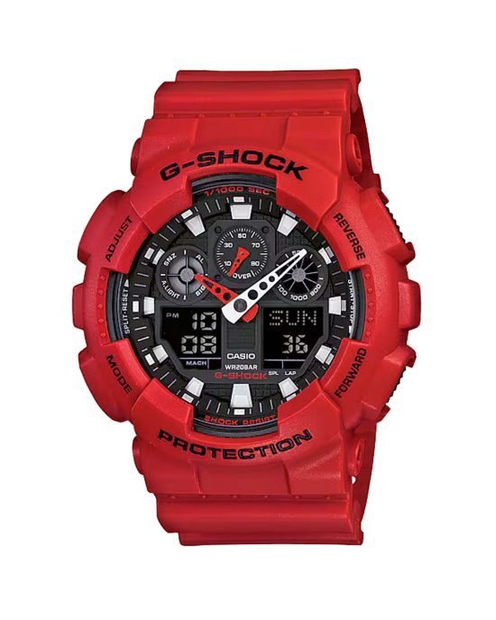ساعت مچی مردانه کاسیو جیشاک قرمز CASIO G-SHOCK GA-100B-4A