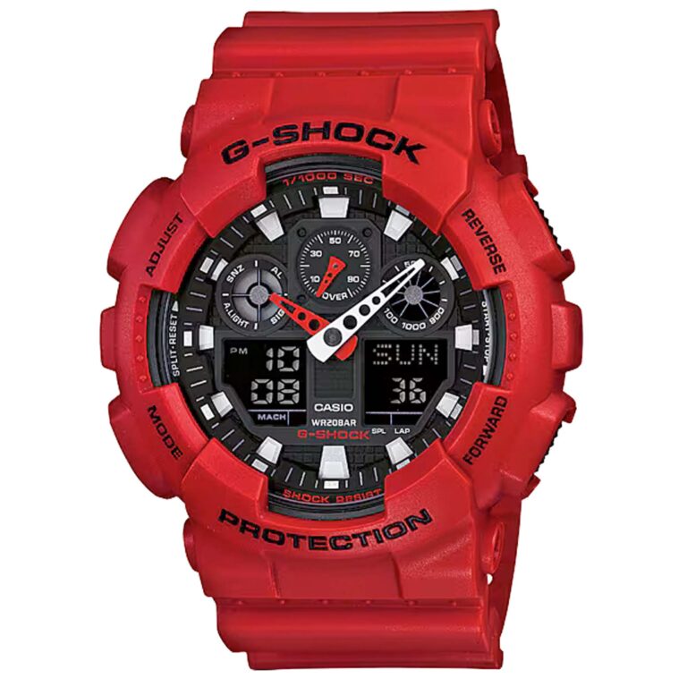 ساعت مچی مردانه کاسیو جیشاک قرمز CASIO G-SHOCK GA-100B-4A