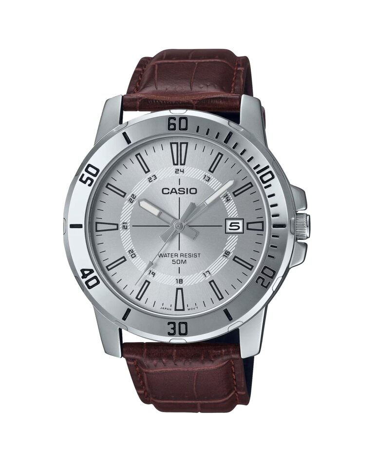 ساعت مچی مردانه کاسیو بند چرمی CASIO MTP-VD01L-7CV