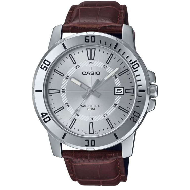ساعت مچی مردانه کاسیو بند چرمی CASIO MTP-VD01L-7CV