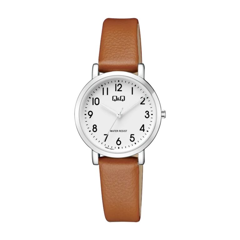 ساعت مچی زنانه کیو اند کیو بند چرم قهوه ای Q&Q Q58A-005PY