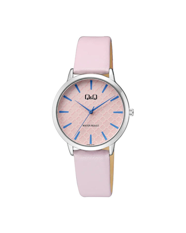 ساعت مچی زنانه کیو اند کیو بند چرم صورتی Q&Q Q26B-003PY