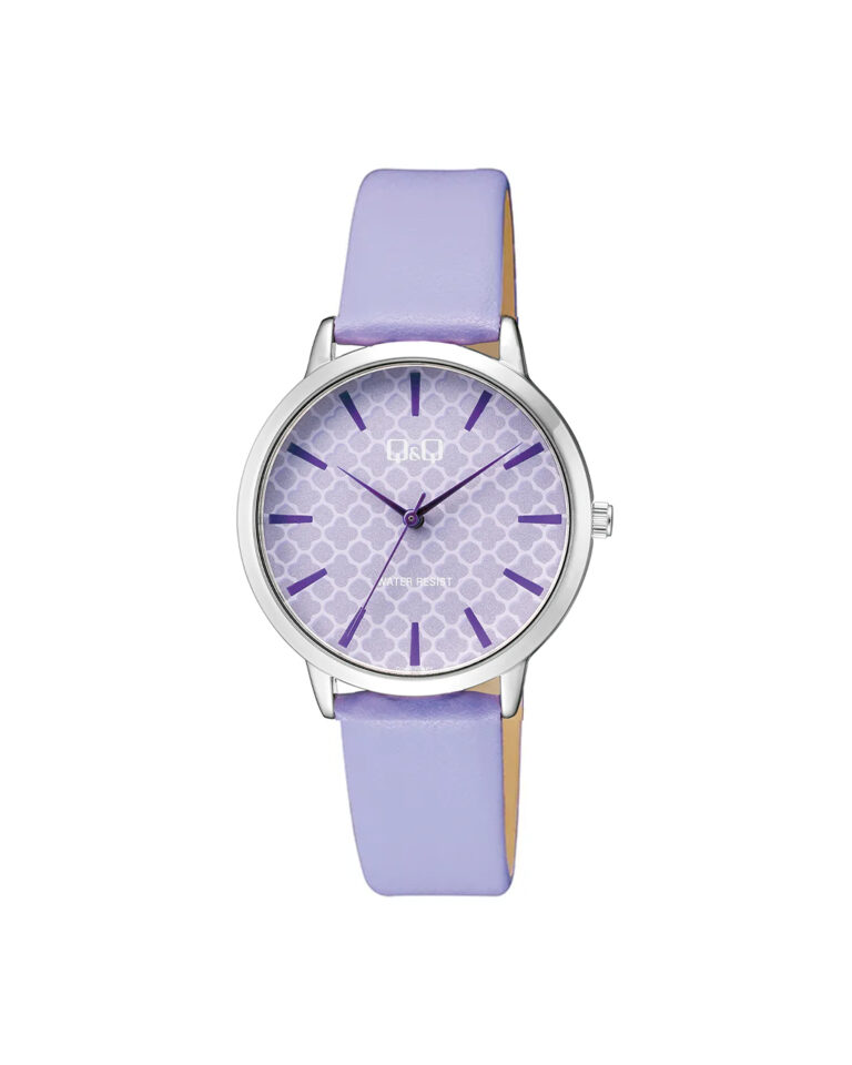 ساعت مچی زنانه کیو اند کیو بند چرم بنفش Q&Q Q26B-004PY