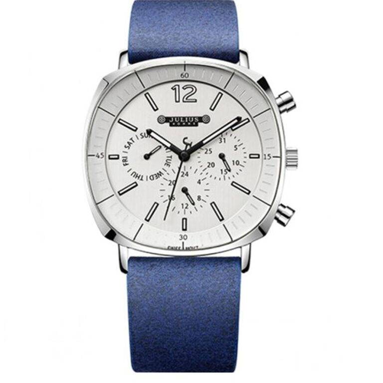 ساعت مچی مردانه جولیوس بند چرم سرمه ای JULIUS JAH-098A