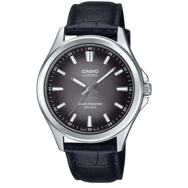 ساعت مچی مردانه کاسیو بند چرمی سولار پاور CASIO MTS-RS100L-1AV