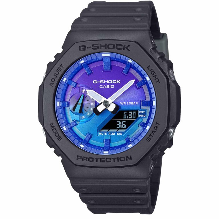 ساعت مچی مردانه جی‌شاک کاسیو GA-2100FL-1A اصل با طراحی هشت‌ضلعی اسپرت و صفحه فلورسنت