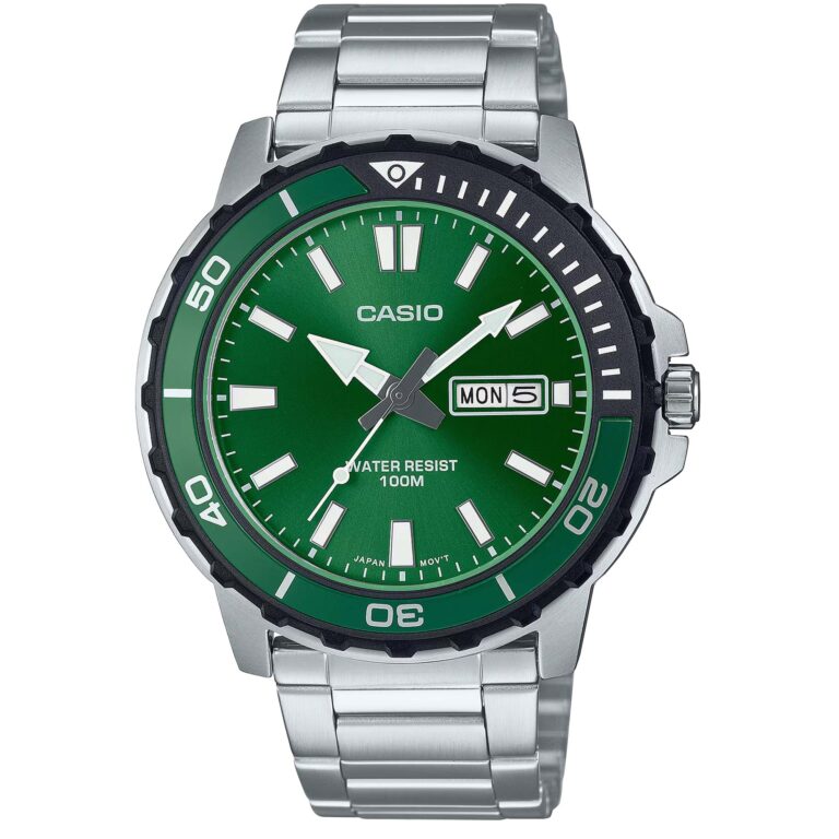 ساعت مچی مردانه کاسیو ضد آب صفحه سبز CASIO MTD-125D-3AV