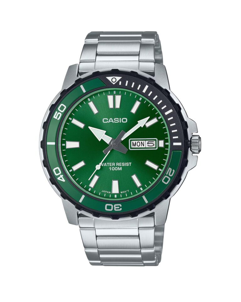ساعت مچی مردانه کاسیو ضد آب صفحه سبز CASIO MTD-125D-3AV