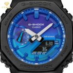تصویر نمای نزدیک ساعت کاسیو G-SHOCK GA-2100FL-1A با نمایشگر دیجیتال و آنالوگ هم‌زمان