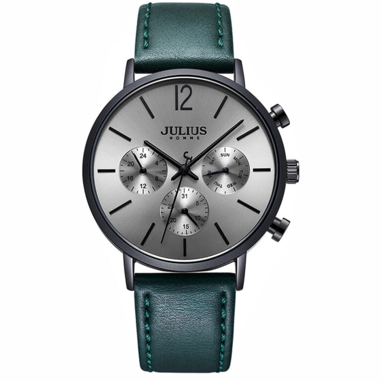 ساعت مچی مردانه جولیوس بند چرم سه موتوره JULIUS JAH-101A