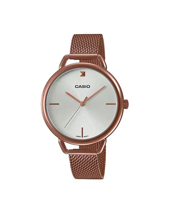 ساعت مچی زنانه کاسیو بند حصیری رزگلد CASIO LTP-E415MR-7C