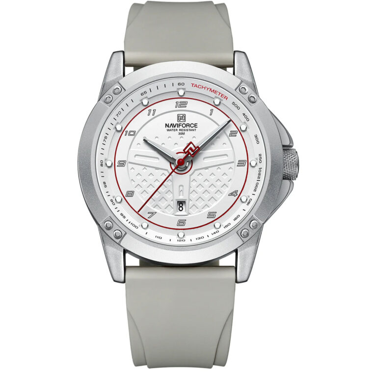 ساعت مچی مردانه ناوی فورس بند رابر NAVIFORCE NF8031 S/W/GY