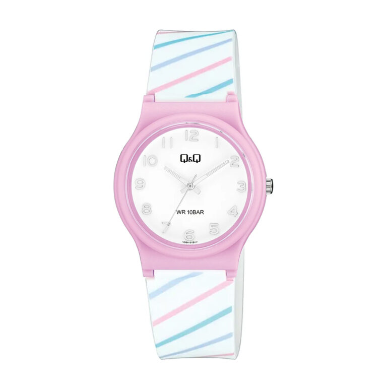 ساعت مچی زنانه کیو اند کیو سفید صورتی Q&Q V06A-013VY