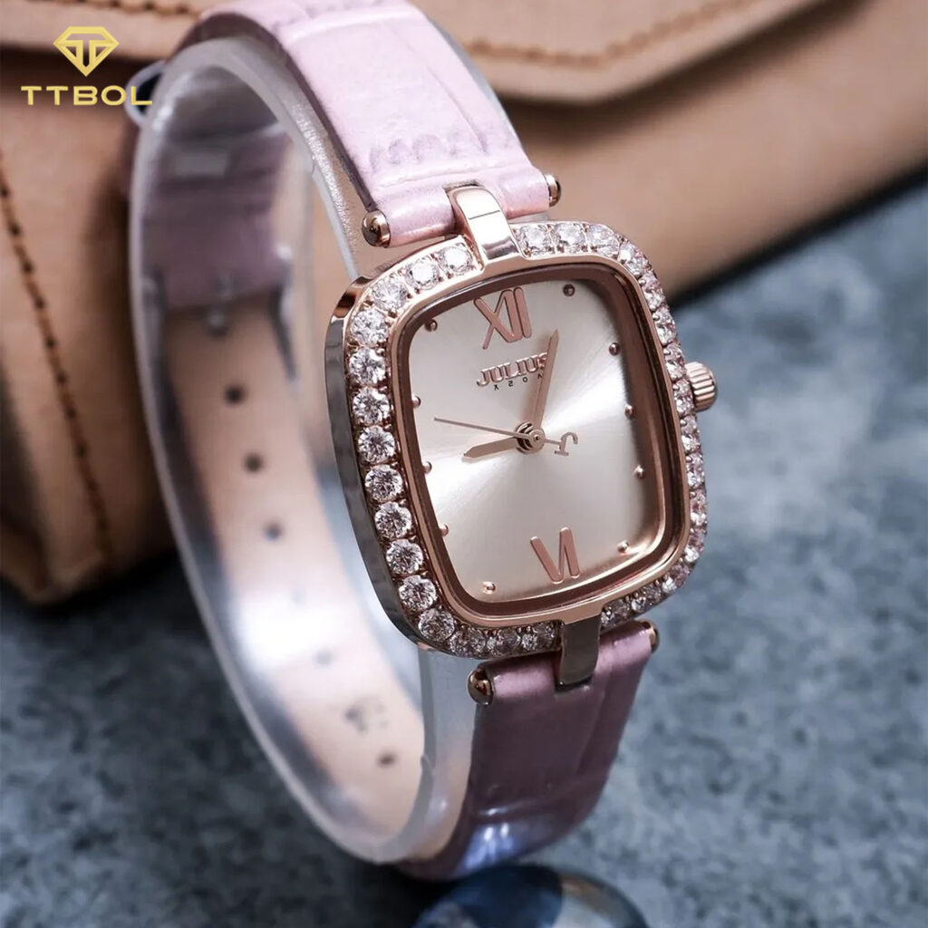 ساعت مچی زنانه جولیوس قاب نگین دار JULIUS JA-1428A
