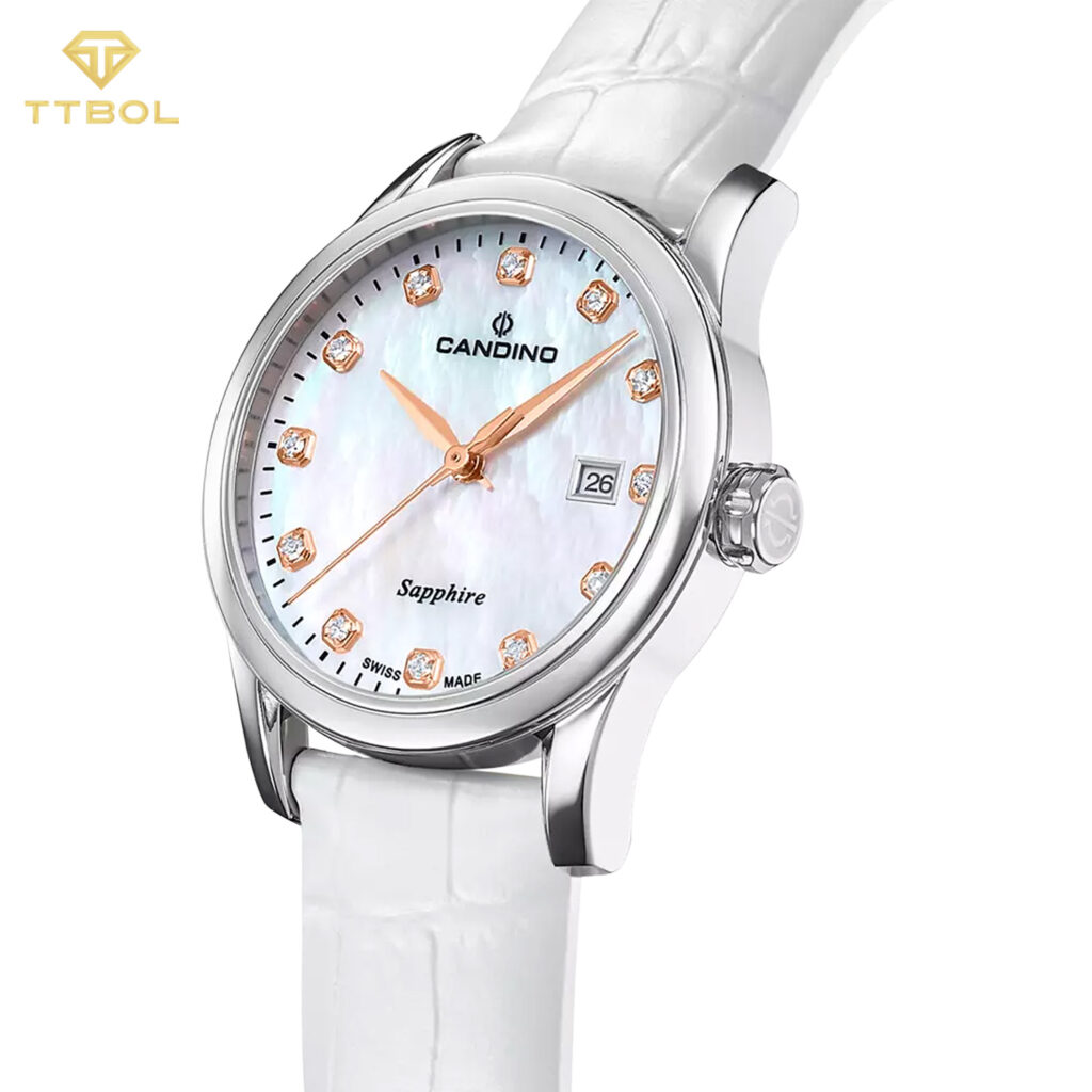 ساعت مچی زنانه کاندینو بند چرم سفید CANDINO C4736/1
