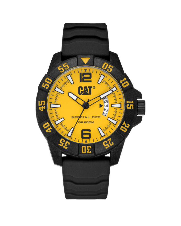 ساعت مچی مردانه کیس کربن بند سیلیکونیCATERPILLAR K4.121.21.731