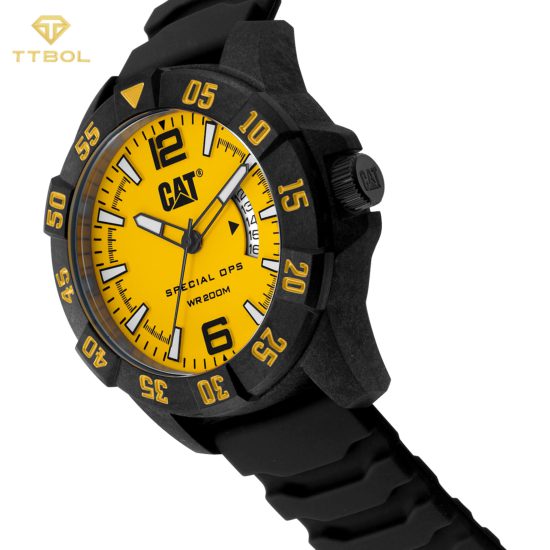 ساعت مچی مردانه صفحه زرد 200 متر ضد آب CATERPILLAR K4.121.21.731