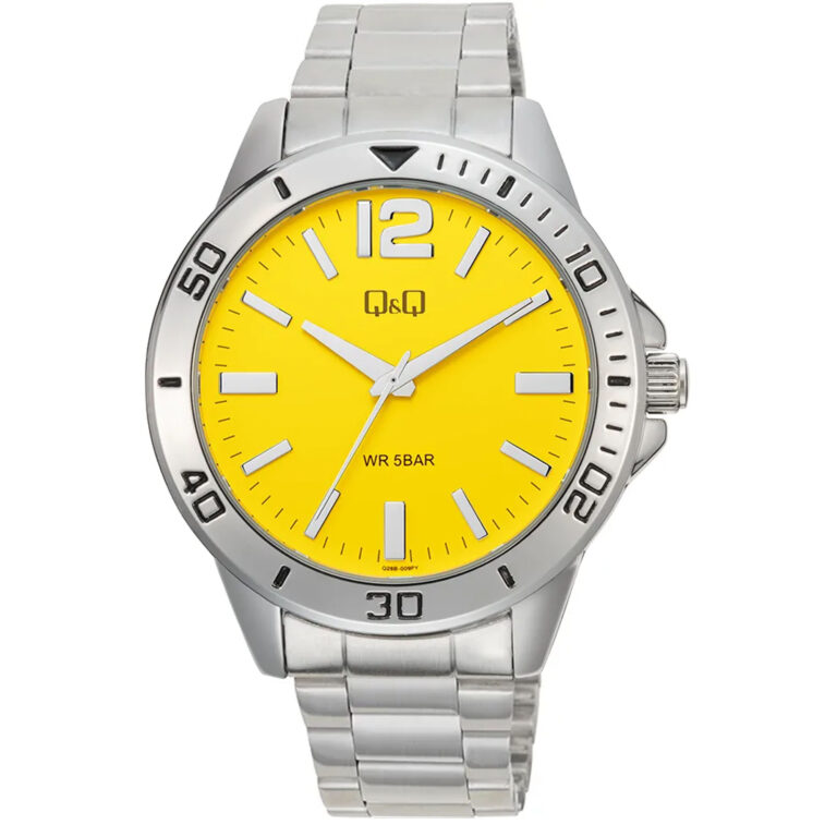 ساعت مچی مردانه کیو اند کیو صفحه زرد Q&Q Q28B-009PY
