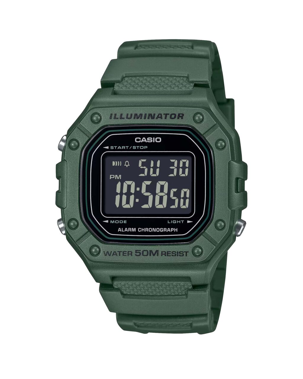 ساعت مچی دیجیتال کاسیو مدل CASIO W-218H-3BV رنگ سبز ضد آب مردانه