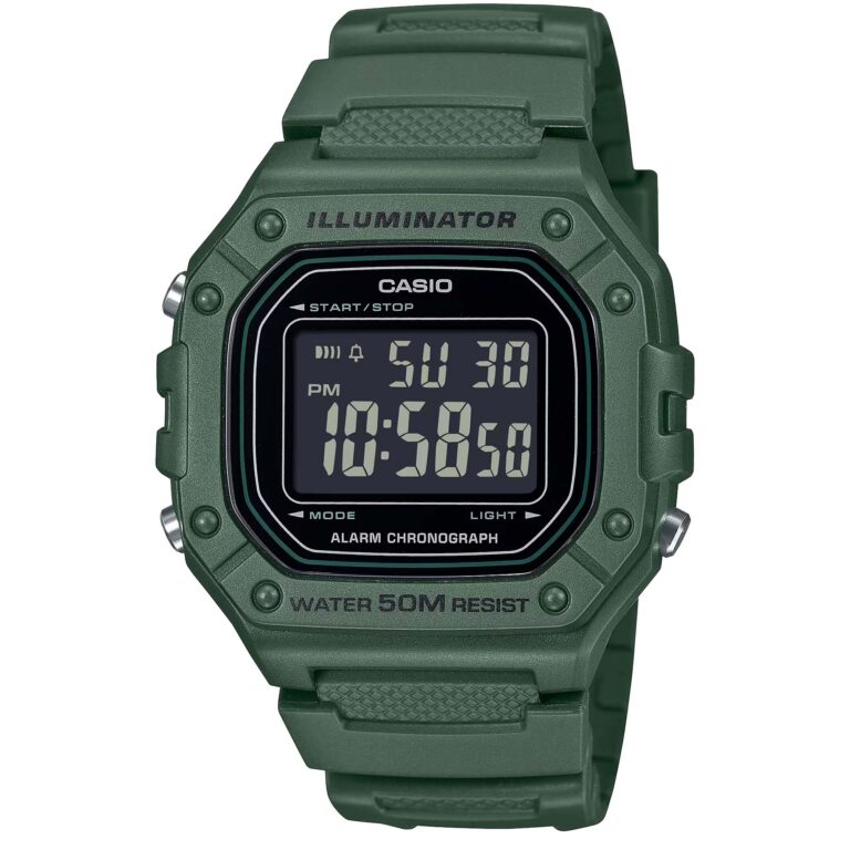 ساعت مچی دیجیتال کاسیو مدل CASIO W-218H-3BV رنگ سبز ضد آب مردانه