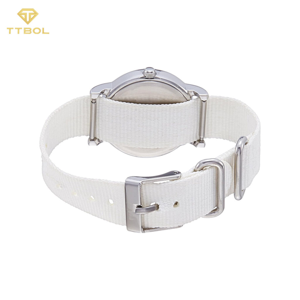 ساعت مچی زنانه تایمکس با بند برزنتی سفید TIMEX T2N837