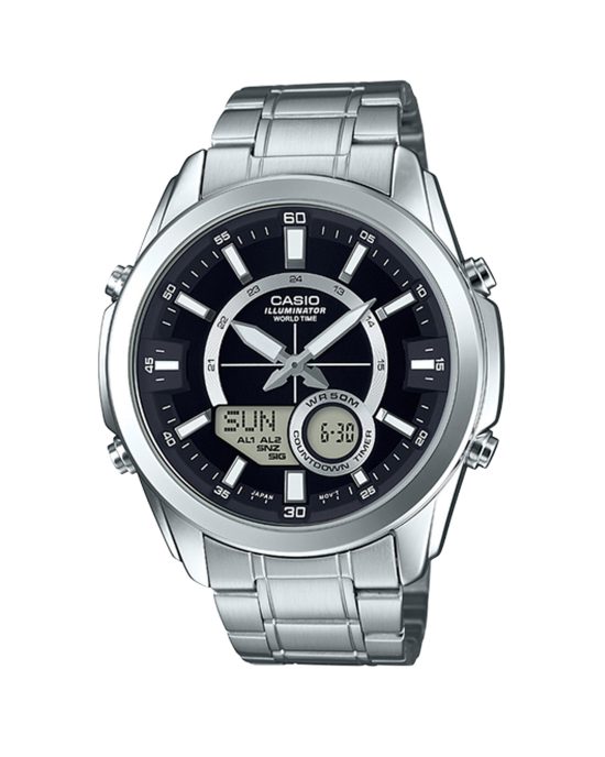 ساعت مچی مردانه کاسیو مدل CASIO AMW-810D-1A با بند استیل ضد زنگ و صفحه دیجیتال-آنالوگ
