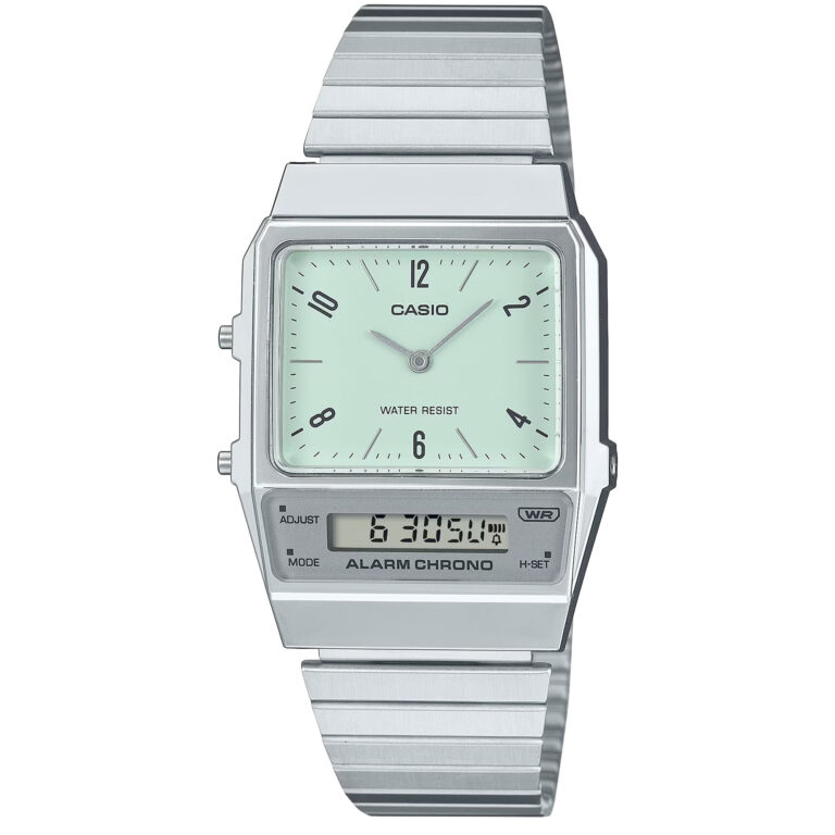 ساعت مچی مردانه کاسیو مدل CASIO AQ-800E-3A با طراحی کلاسیک، صفحه دیجیتال و آنالوگ، بند فلزی استیل