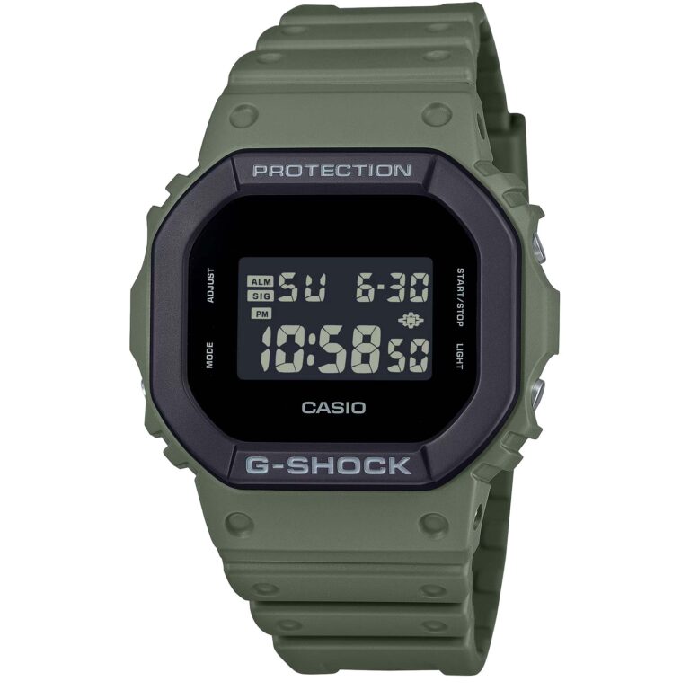 ساعت مچی مردانه کاسیو جیشاک G-SHOCK DW-5610UU-3 با طراحی مستطیلی و رنگ سبز ارتشی