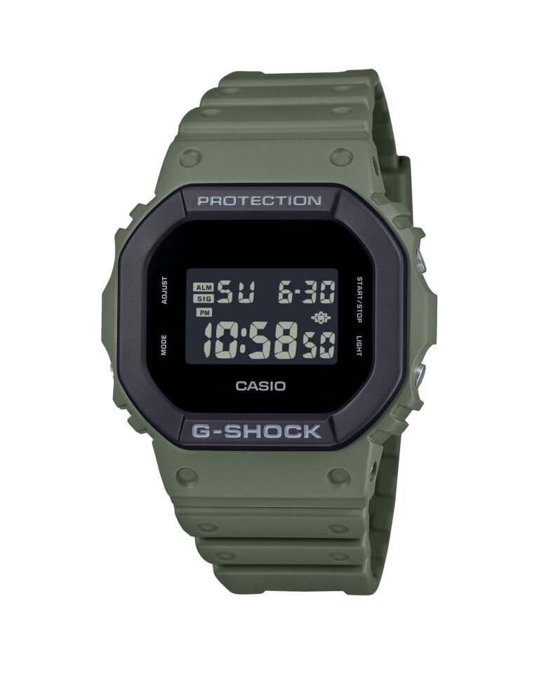 ساعت مچی مردانه کاسیو جیشاک G-SHOCK DW-5610UU-3 با طراحی مستطیلی و رنگ سبز ارتشی