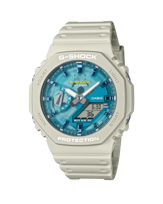 ساعت مچی مردانه کاسیو جیشاک مدل GA-2100AS-5A با طراحی مقاوم و رنگ خاص