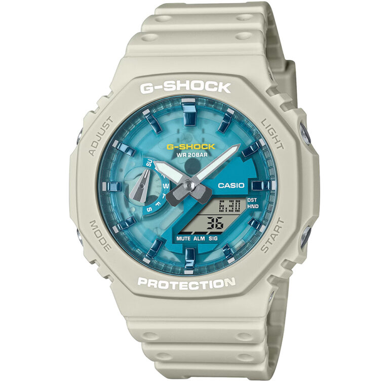 ساعت مچی مردانه کاسیو جیشاک مدل GA-2100AS-5A با طراحی مقاوم و رنگ خاص