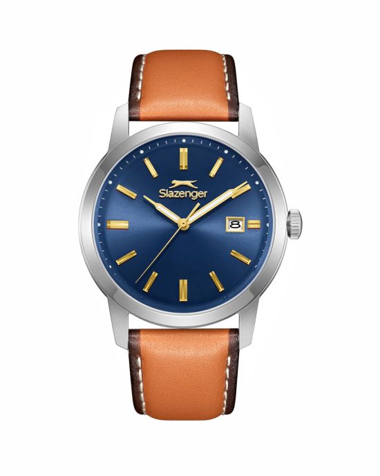 ساعت مچی مردانه اسلازنجر بند چرم تک موتوره SLAZENGER SL.09.2496.1.02