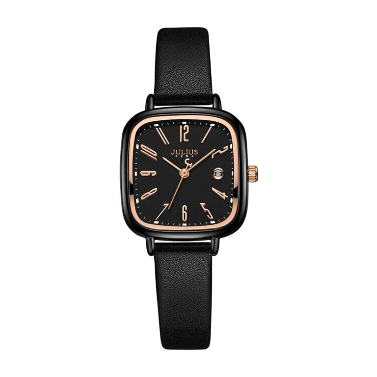 ساعت مچی زنانه جولیوس بند چرم مشکی JULIUS JA-1418LC