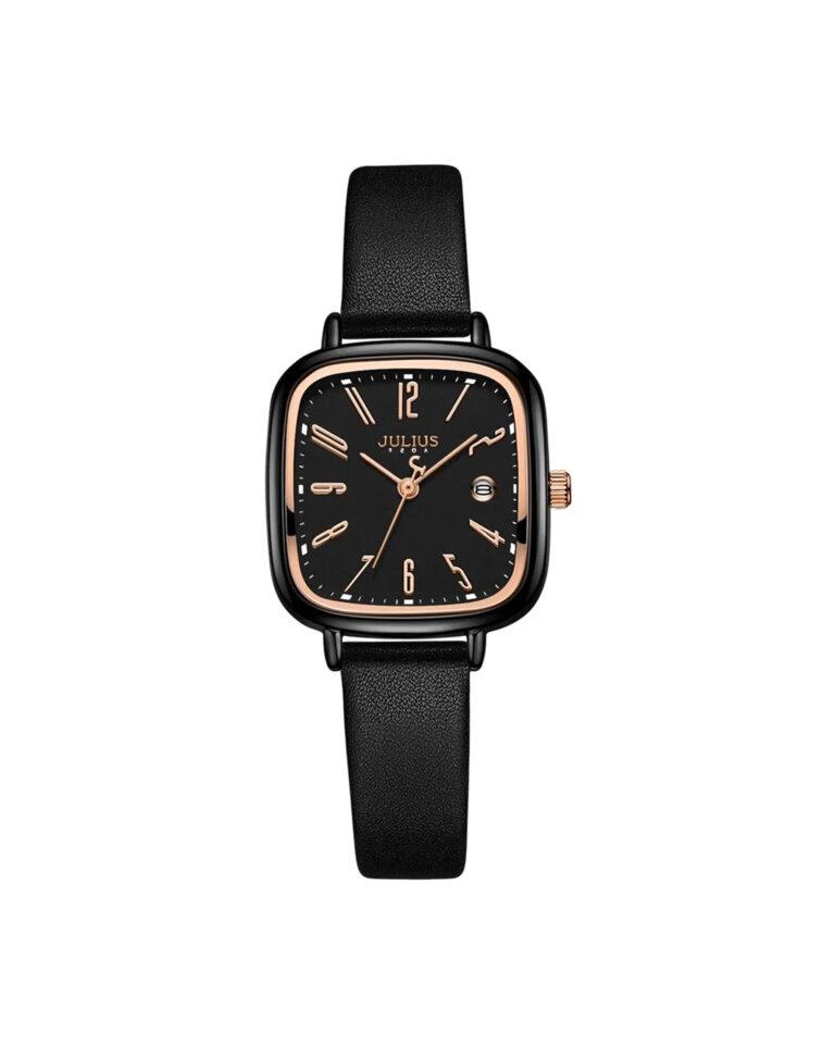 ساعت مچی زنانه جولیوس بند چرم مشکی JULIUS JA-1418LC