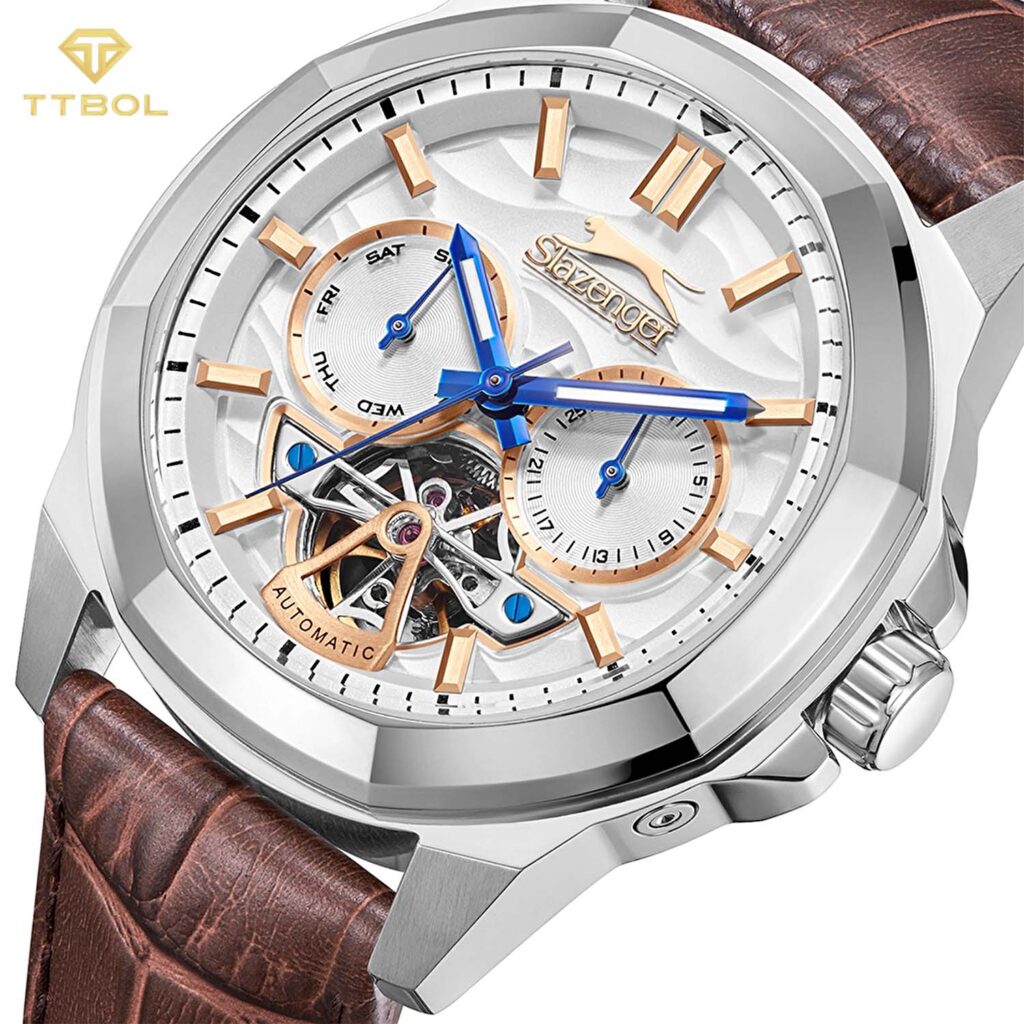 ساعت مچی مردانه اسلازنجر اتوماتیک بند چرمی SLAZENGER SL.09.2438.2.04