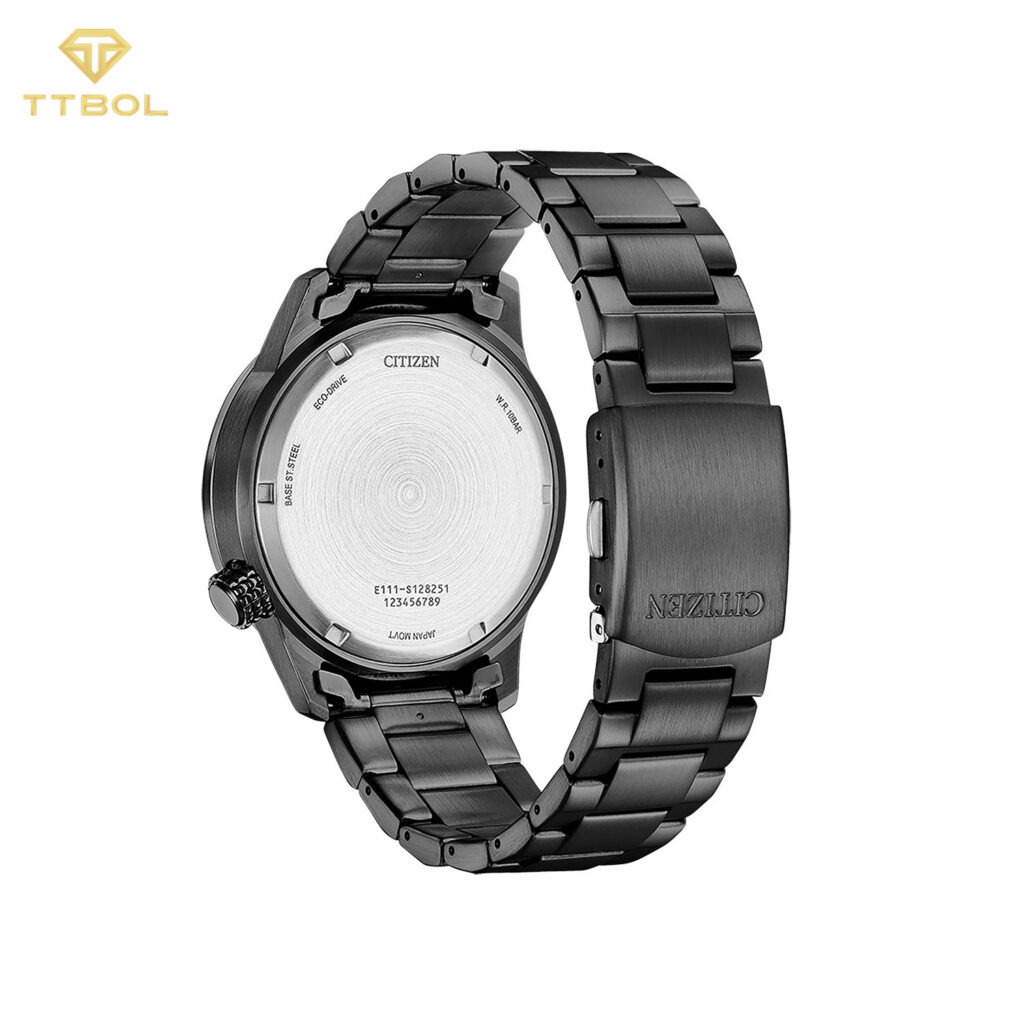 ساعت مردانه سیتیزن BM7555-83E با طراحی مدرن و موتور Eco-Drive – نمای نزدیک از بدنه و عقربه‌ها