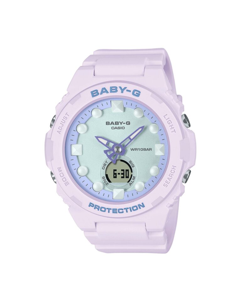 ساعت زنانه BABY-G مدل BGA-320FH-4A با بند رزین صورتی و صفحه نمایش دیجیتال و آنالوگ