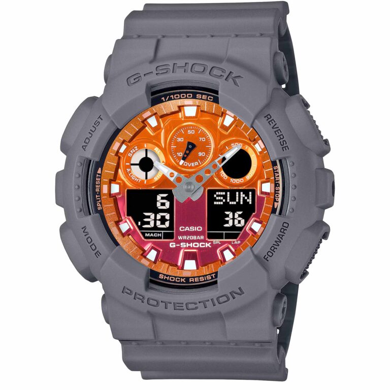 ساعت مچی مردانه کاسیو جیشاک GA-100FL-8A با طراحی خاکستری-مشکی