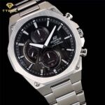 نمای نزدیک از ساعت مچی مردانه کاسیو ادیفایس EFS-S570D-1A با صفحه مشکی و نمایشگر کرنوگراف